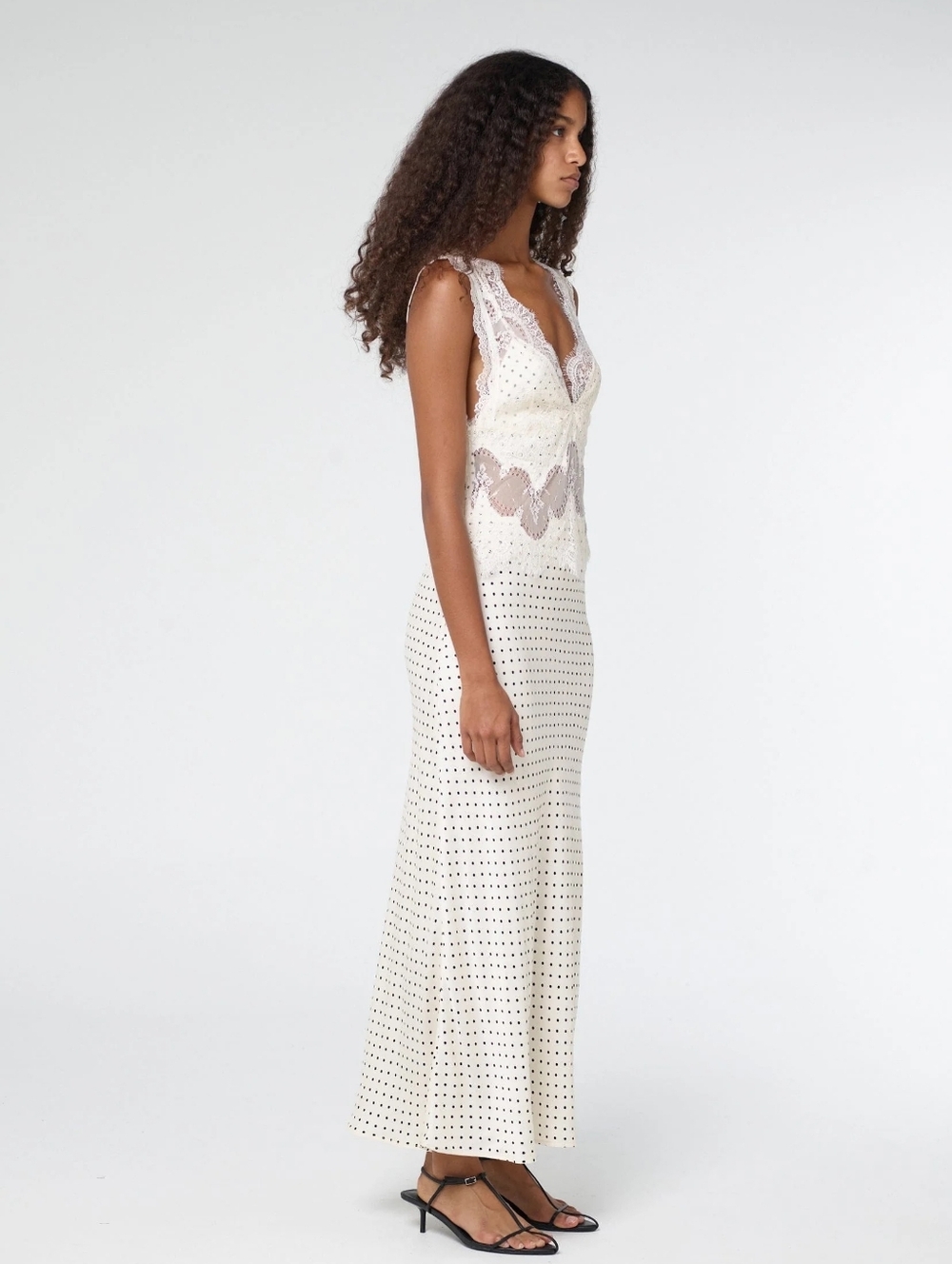Third Form VISIONS LACE DEEP V MAXI DRESS | CREAM POLKA DOT - Picture 2 of 14